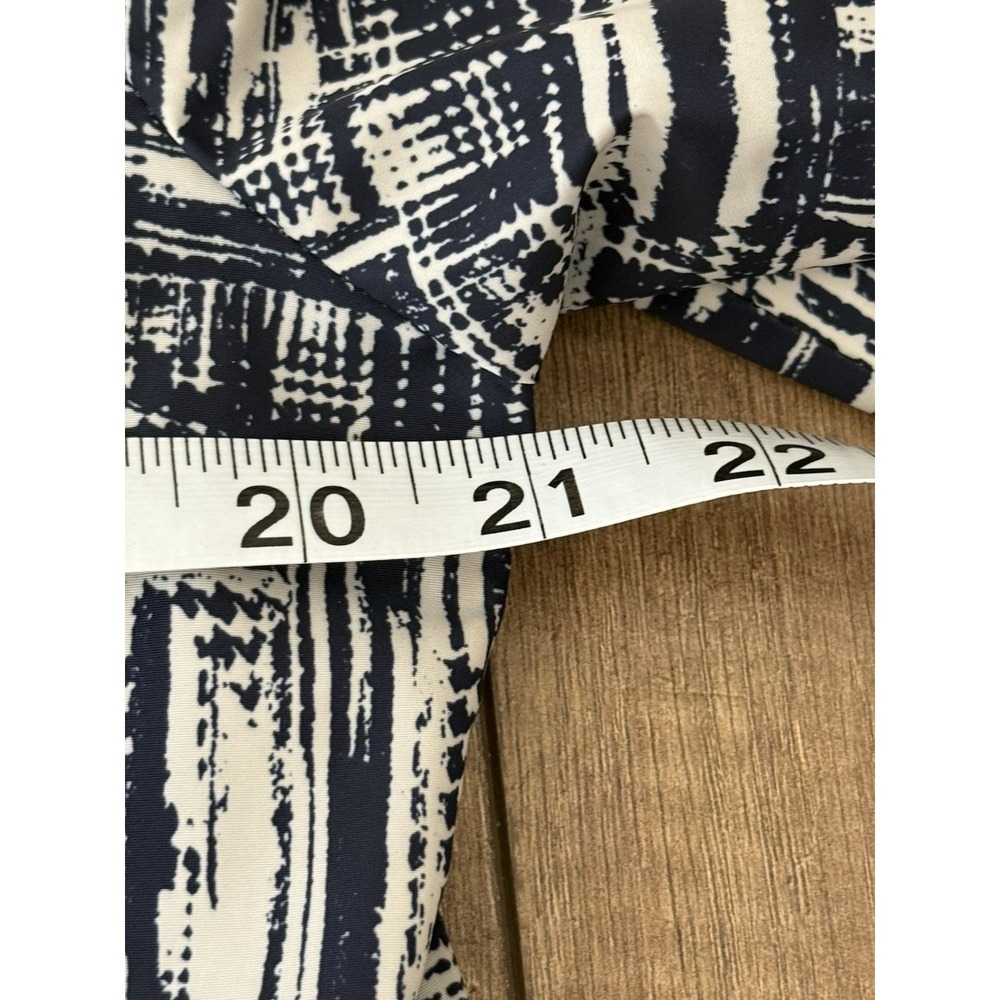 Coldwater Creek Trench Coat Blue/Cream Abstract Belted Mid Length Sz M (10-12) - Picture 15 of 16